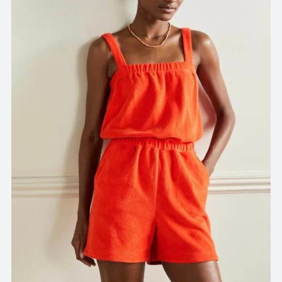 Boden Orange Terry Cloth Sleeveless Romper Size 2 - Picture 1 of 9